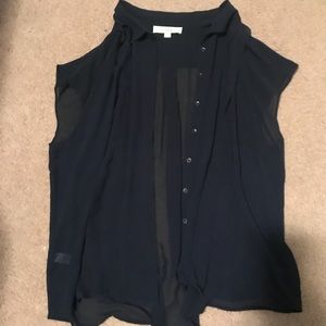 Loft Sheer Navy Blouse or Cardigan